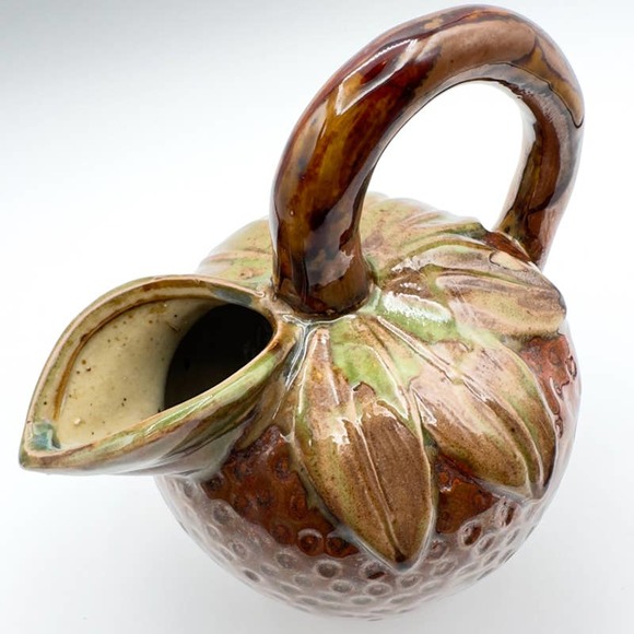 Vintage Strawberry Pitcher Majolica Style Pottery 6" - Picture 6 of 13